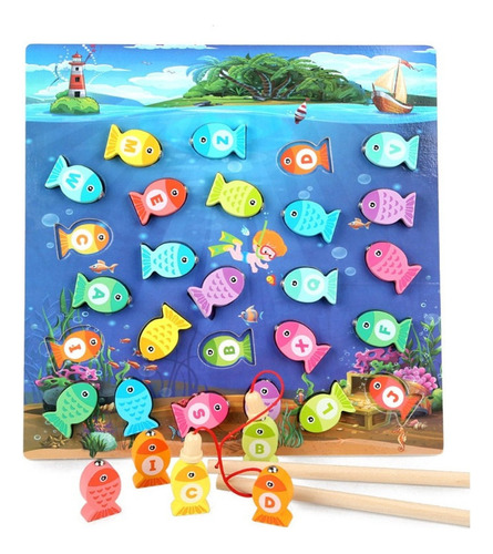 Set De Juguetes De Pesca Magnéticos De Madera