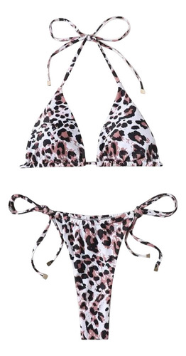 Conjunto De Bikini Con Estampado De Piernas De Corte Alto Y