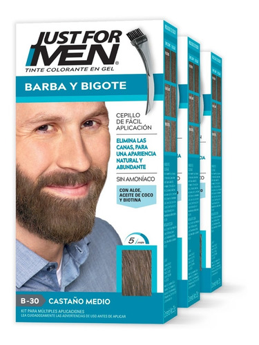 Tinte Just For Men Barba Y Bigote 3 Pack 