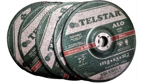 Disco Desbaste Aço Ferro 178x6,4x22,2mm Telstar Kit 5 Peças Cor Verde