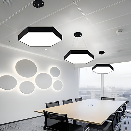 Lámpara Colgante Hexagonal Negra 50w- 60 Cms Cct