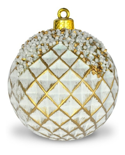 Bola De Natal 8cm Ouro Patinadas Em Branco Com 6pcs.