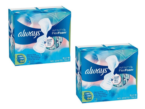 Always Infinity Flex Foam Flujo Abundante 128 Piezas