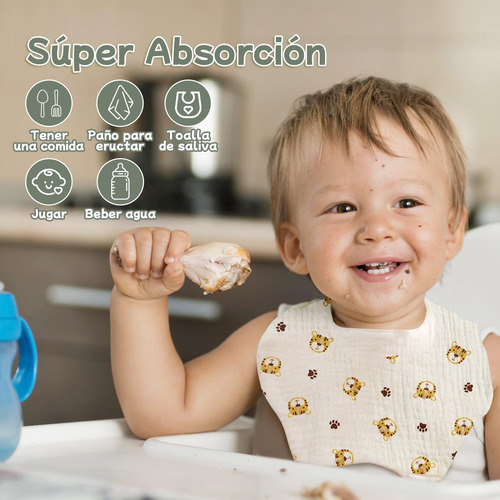 Babero Unisex, Baberos Para Bebe Niña 5 Piezas, Baberos De