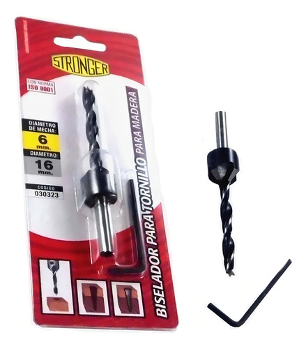 Mecha Madera Avellanador Biselador Tornillo Stronger 6 Mm