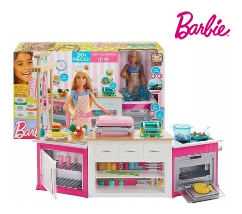 Muñeca Barbie Chef Kitchen Cocina Con Accesorios Sonidos Luz