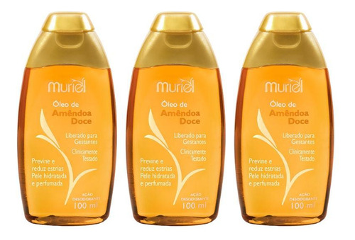  Oleo Corporal Muriel 100ml Amendoas Doce - Kit Com 3un