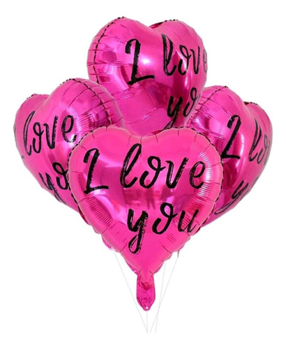 Globos De Corazon  I Love You  6 Piezas