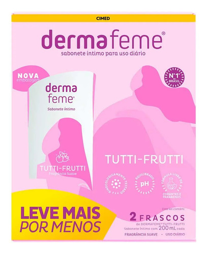 Kit 12x Sabonetes Íntimo Dermafeme Tuttifrutti 200ml Cimed