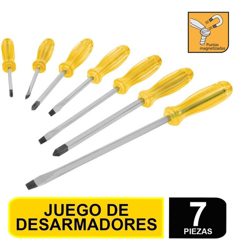 Juego Desarmadores 7 Pz Pvc Ambar Pretul 21378