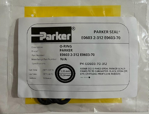 Sello O-ring Oring Parker E0603 2 312 (5) Unidaes 