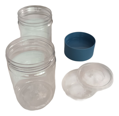 Set De Contenedores Cilíndricos Apilables Para Lunch Import Tapa Azul
