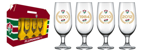 Taça Cerveja Floripa Fluminense 300ml Luva Com 4 Unid Cor Vermelho