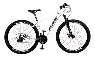 Mountain bike KSW XLt MTB aro 29 17" 21v freios de disco mecânico câmbios Shimano TZ cor branco/preto