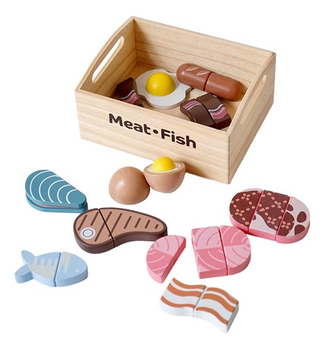 Juego De Alimentos De Madera Para Niños, Juego De Comida De