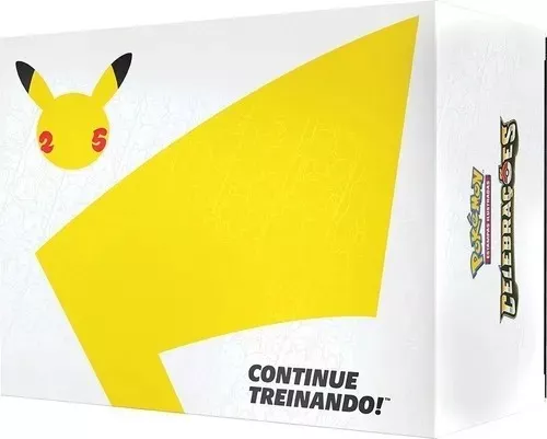 Box Coleção Dourada Pokemon 25 Anos Pikachu V Pokebola Com Cartas