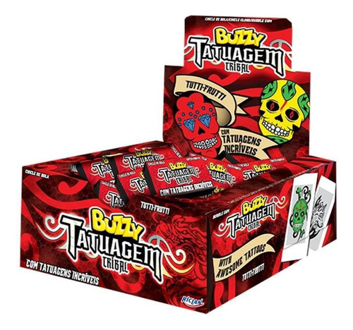 Chiclete Tatuagem Buzzy Tribal Tutti Frutti Kit Com 400unid