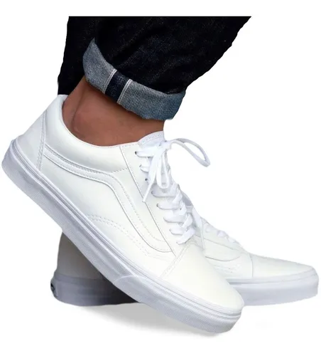 lunes seno Confusión Tenis Vans Old Skool Originales Blanco Negro Piel Classic S