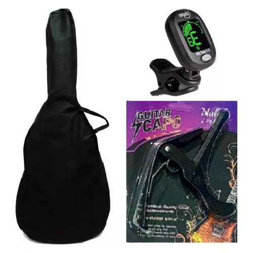 Funda Guitarra Criolla + Capotraste Pinza + Afinador Digital