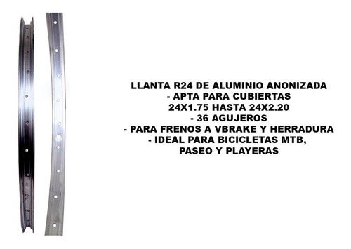 Llanta Aro Rodado 24 - 36 Agujeros - Aluminio