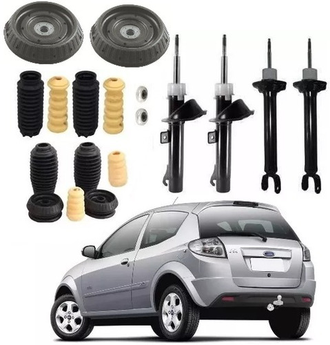 4 Amortecedor+ 4 Kit Com Coxins Ford Ka 2008 2009 2010 2011