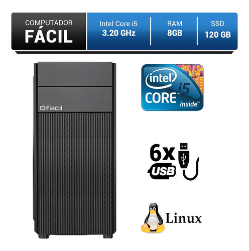 Computador Fácil Intel Core I5 2.40 Ghz 8gb Ddr3 Ssd 120gb