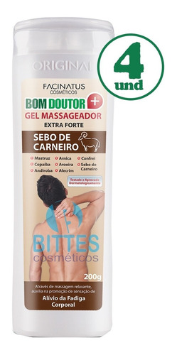 4 Gel Massageador Sebo De Carneiro Facinatus Cosméticos 