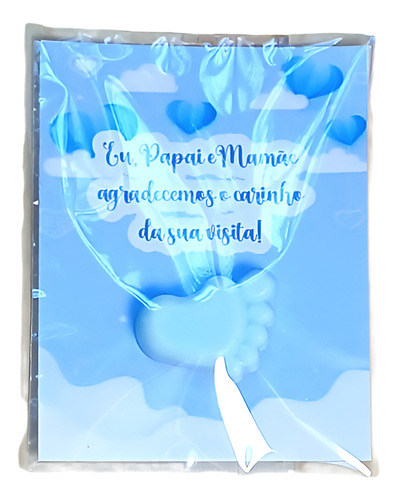 20 Lembrancinhas Sabonetinho De Pezinho No Cartão Azul
