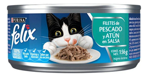 Alimento Humedo Felix Pescado Atun Lata 156g Pack X3 Latas