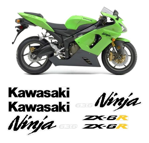 Kit Adesivos Kawasaki Ninja Zx6r Zx 6r 2007 Verde Zx606vd Cor MOTO VERDE