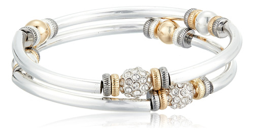 Nine West Pulsera De Tres Tonos Para Mujer, Diamante De Imit