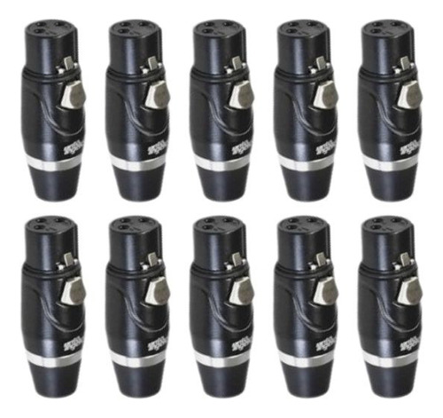 Kit Com 10 Plugs  Xlr Fêmea Sas3 Pro Santo Angelo