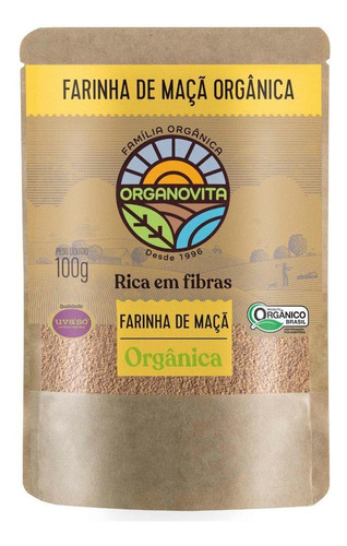 Farinha De Maçã Orgânica Casca E Semente Organovita 100 G