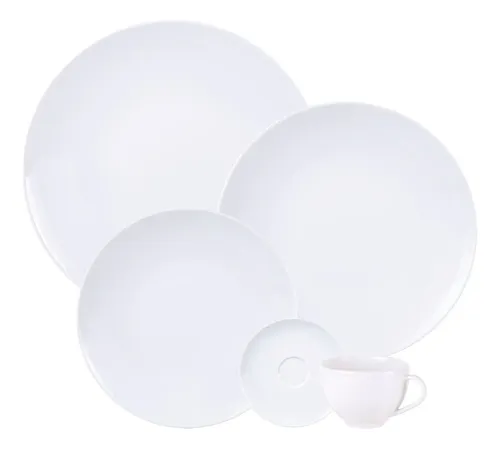 Aparelho De Jantar Tramontina Flávia Em Porcelana 20pçs Branco Liso