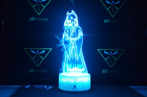 Lampara Mesa 3d Miko Kizari Genshin Impact Base Agrietada