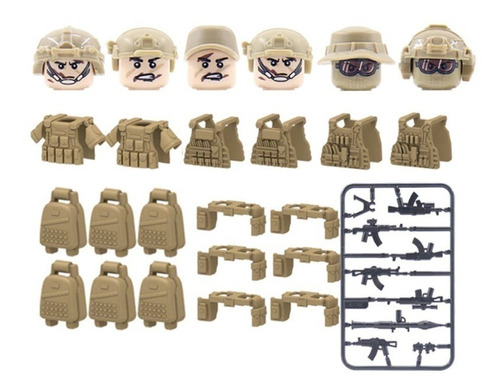 Set Soldados (12) Camo Desertico+armamento, Compatible Lego