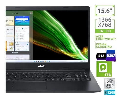 Notebook Acer Aspire 3 I3 10ag Ram 8gb Ssd 512gb Win11 Cinza