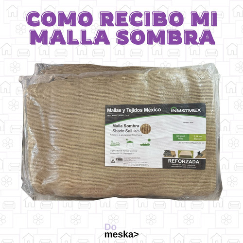 Malla Sombra Reforzada Beige 10x7 M Protección 90% Inmatmex