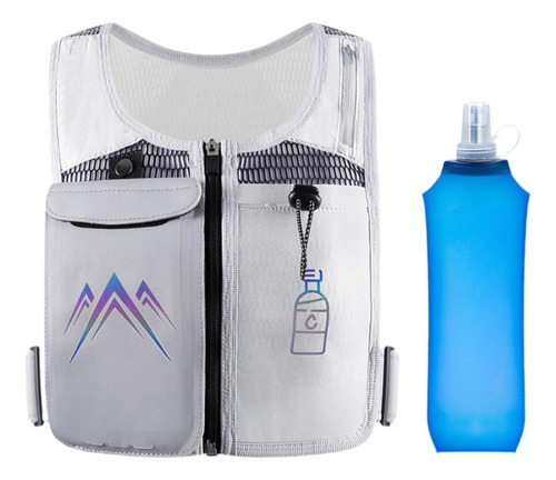 Chaleco De Hidratación, Mochila De Agua, Gris Con Botella