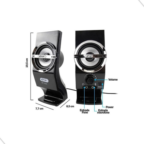 Caixa Caixinha De Som Pc E Notebook Pc 5w Cor Preto
