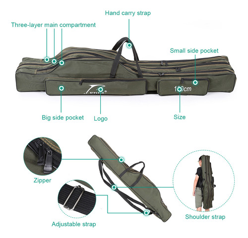 Bolsa De Pesca Macia Dobrável, Camuflagem Verde Militar, Doi