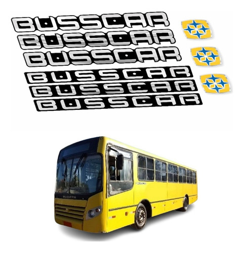 Kit Adesivos Resinados Cromados Ônibus Para Busscar 20249 Cor Cromado