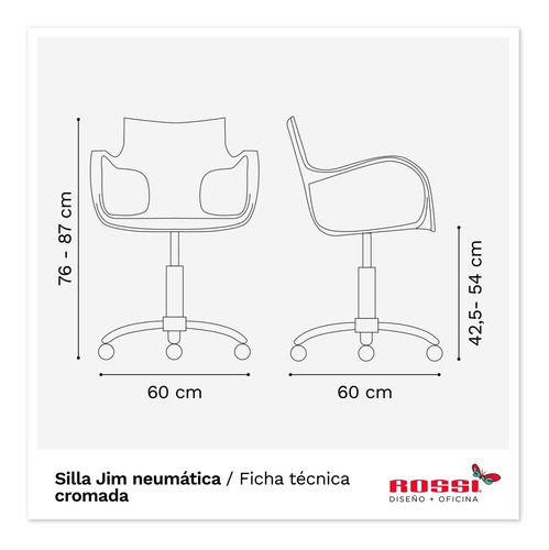 Imagen 3 de 3 de Silla De Escritorio Jim Base Cromada Con Envío Full