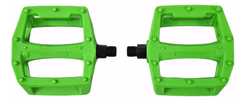 Pedales Plataforma Bici Mtb Nylon Polimero Eje Cromo Verde