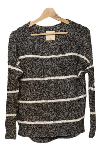 Sweater Mujer Gris Oscuro Cuello Redondo Hollister