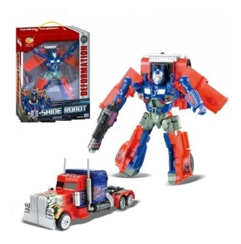 Auto Robot Transformers Optimus Camion Azul Con Accesorio Ed