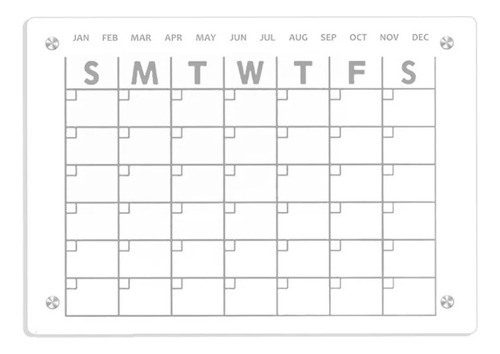 Pizarra Acrílica Calendario Mensual Magnético Refrigerador