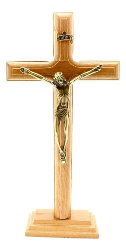 Crucifixo Madeira 19cm Mesa Ou Parede Ov Cor Marrom