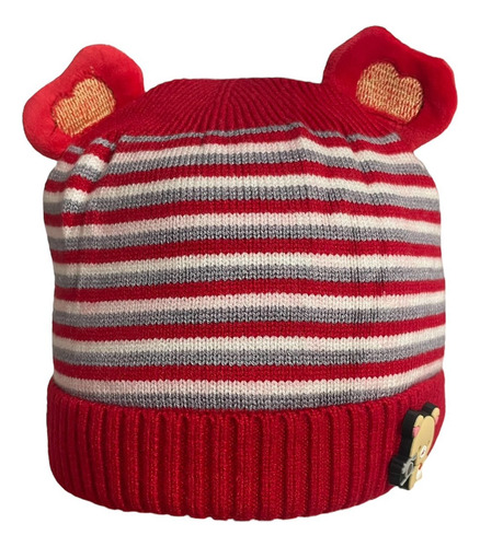 Gorrito Bebé Invierno Rayas Y Orejas
