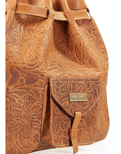 Imagen 2 de 6 de Bolso D Piel Con Grabado Tipo Cincelado Bolsa Dama Artesanal